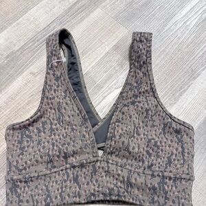 Varley Cori Soft Speckled Leopard Sports Bra - Brown & Black